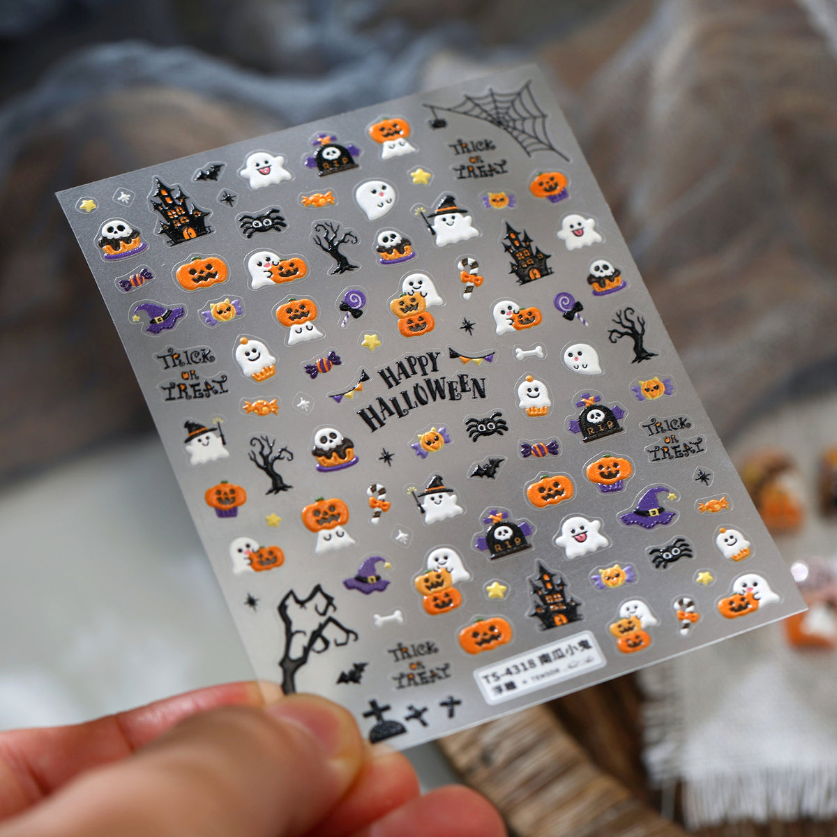 Halloween Pumpkin Embossed Nail Art Stickers