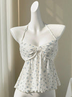 Floral Lace-Up Babydoll Camisole Top