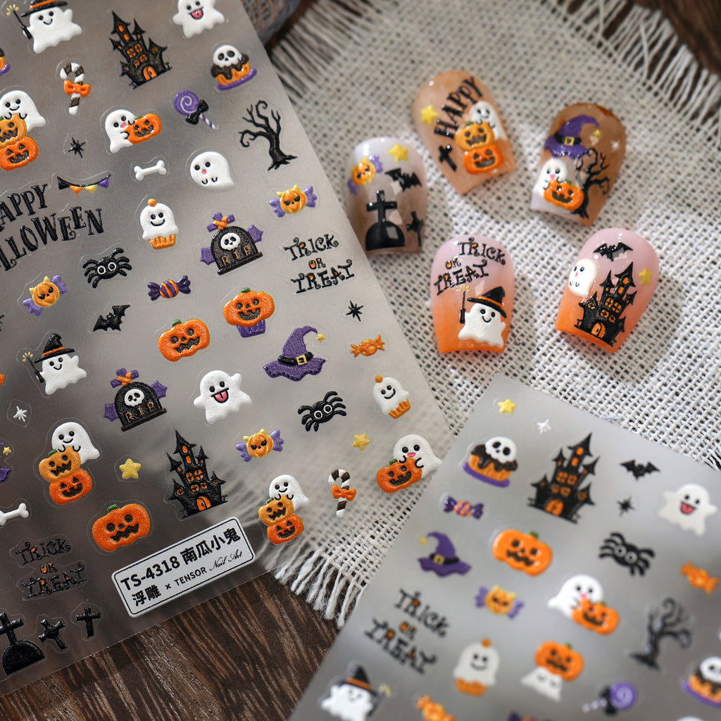 Halloween Pumpkin Embossed Nail Art Stickers