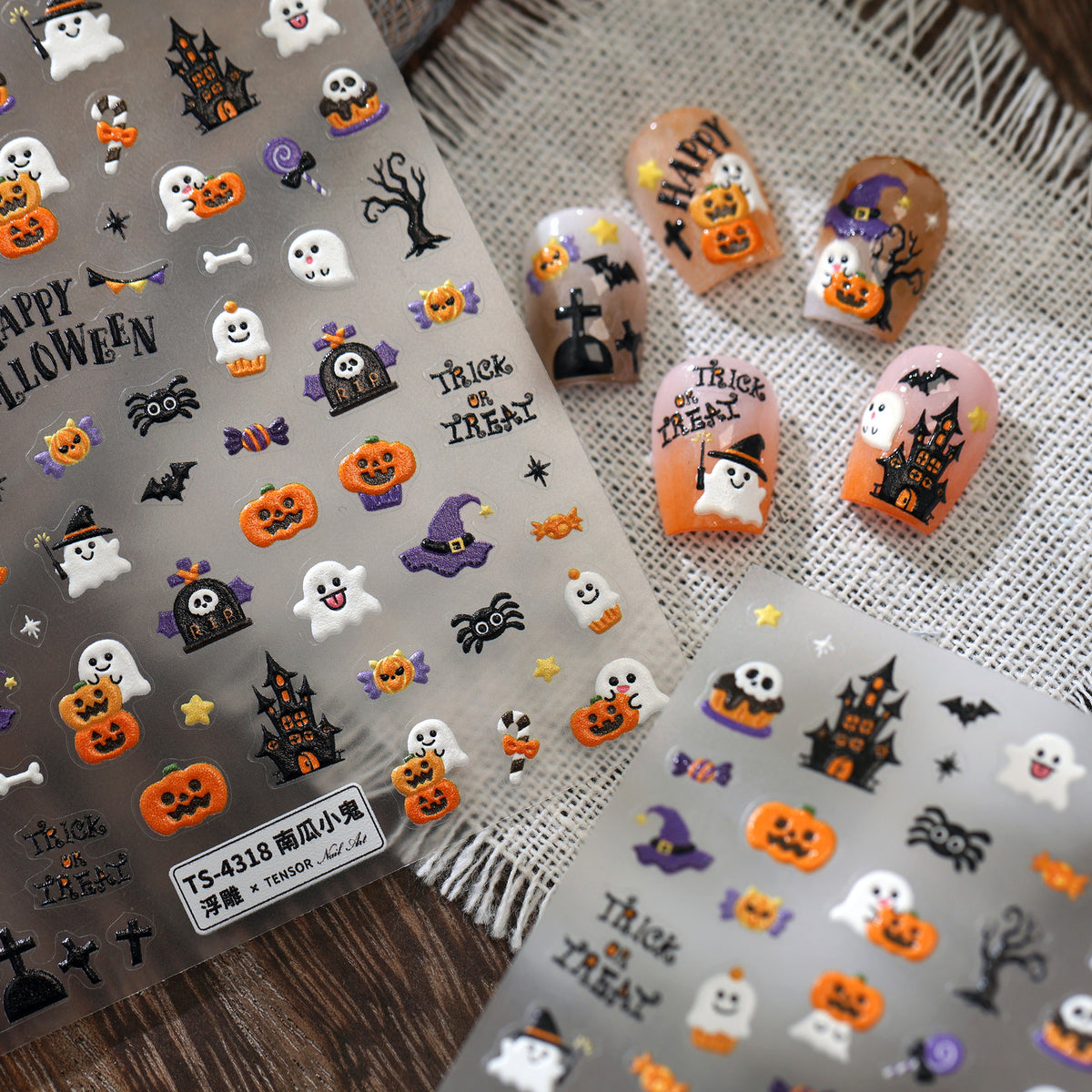 Halloween Pumpkin Embossed Nail Art Stickers
