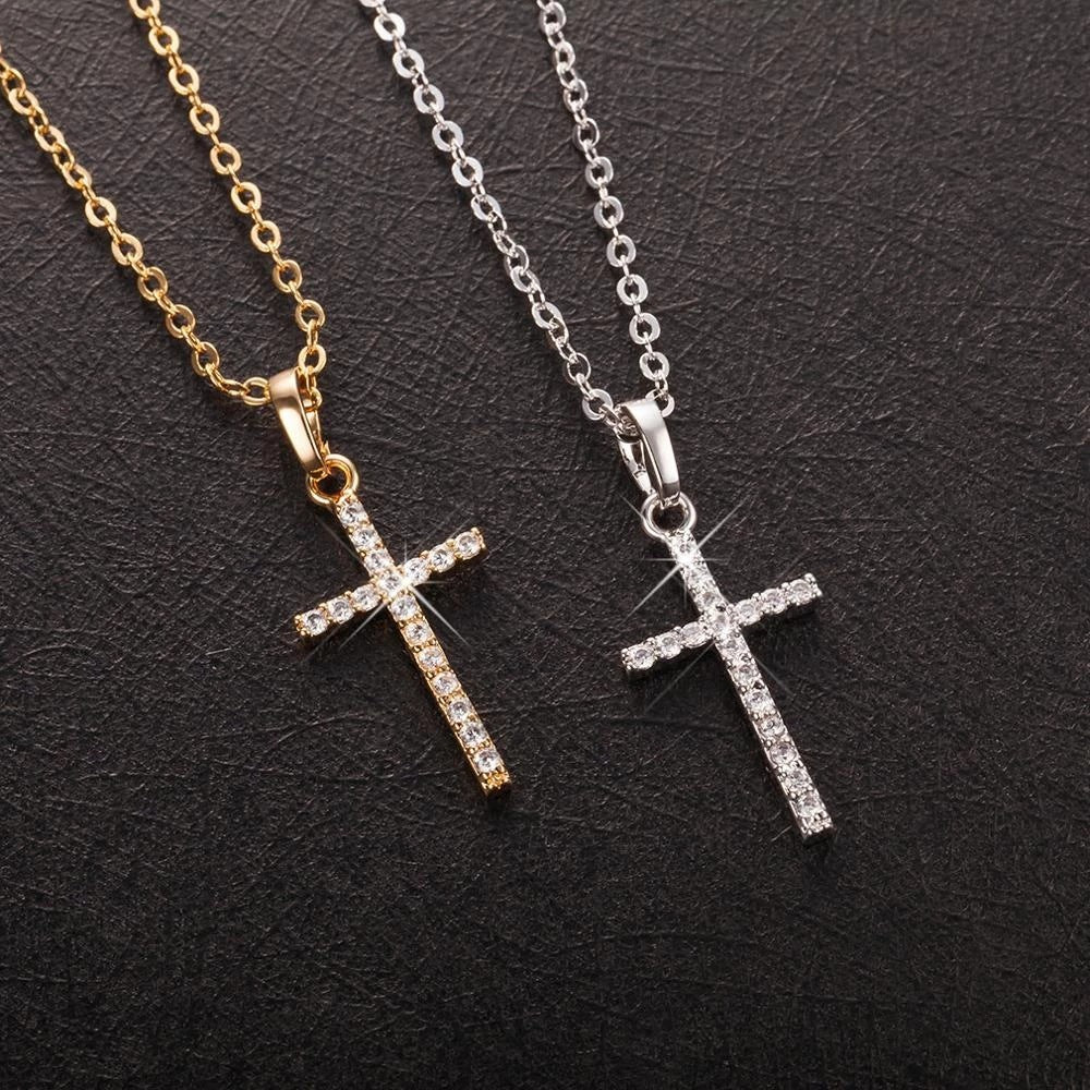 Diamond Cross Pendant Alloy Necklace