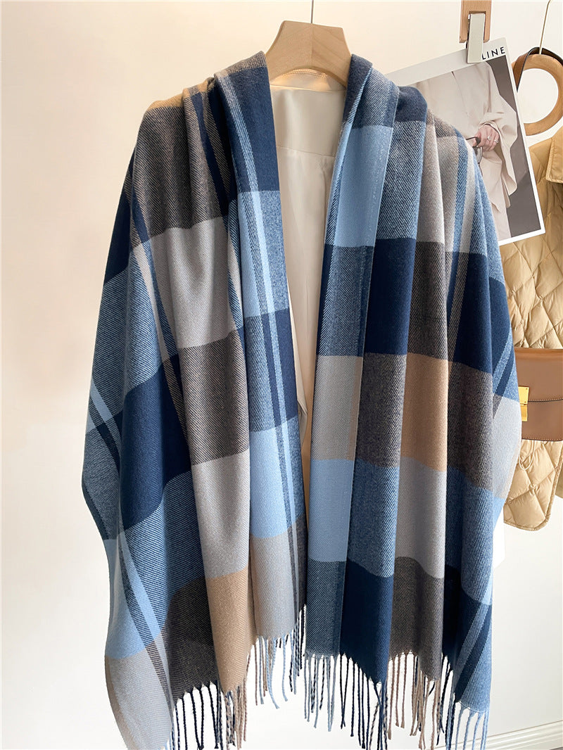 Cashmere Tartan Plaid Scarf with long tassel