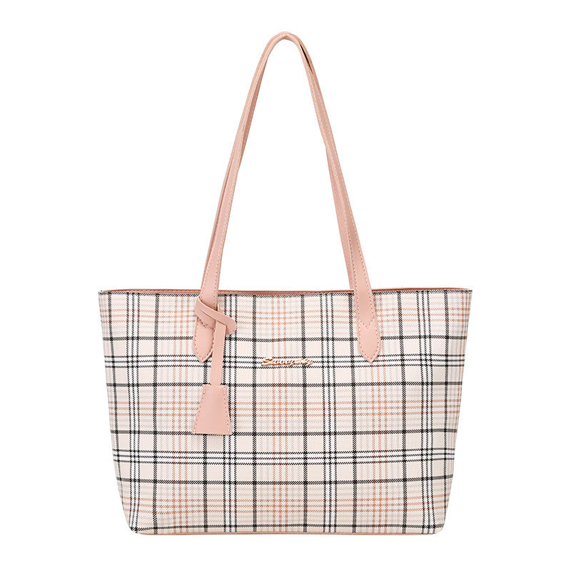 Plaid Printed Tote Bag Set
