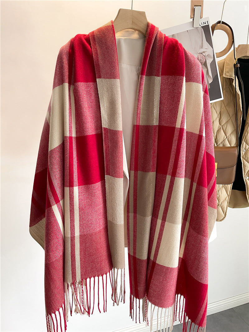 Cashmere Tartan Plaid Scarf with long tassel