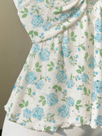 Floral Lace-Up Babydoll Camisole Top