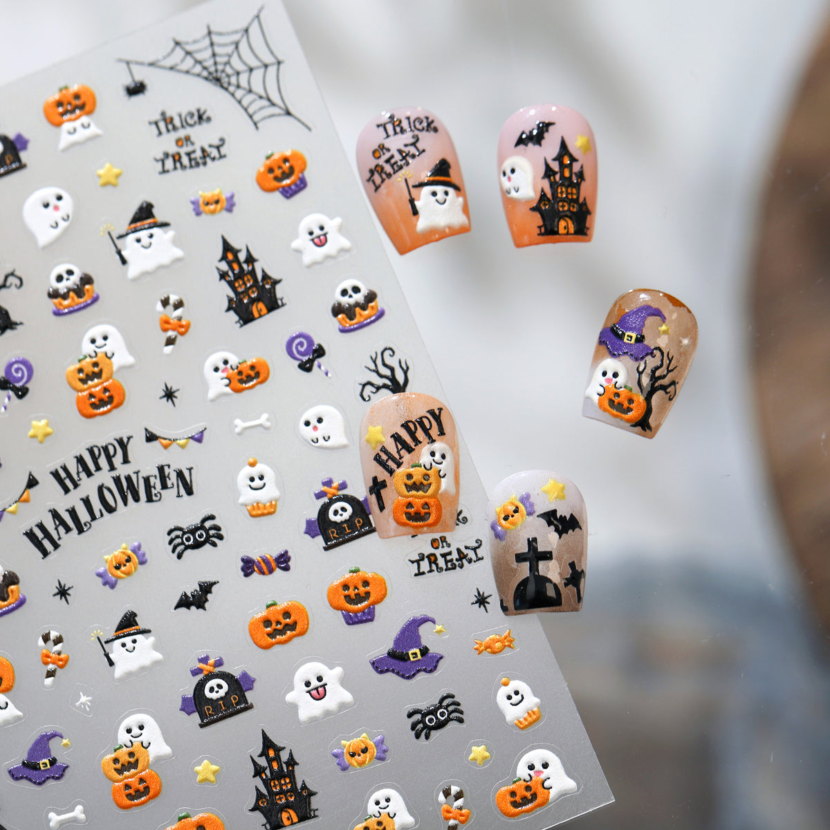 Halloween Pumpkin Embossed Nail Art Stickers
