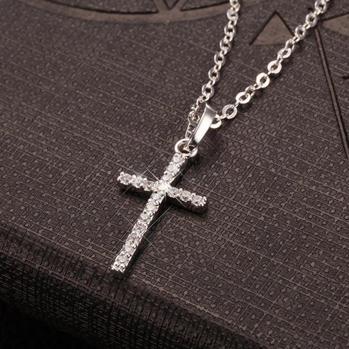 Diamond Cross Pendant Alloy Necklace
