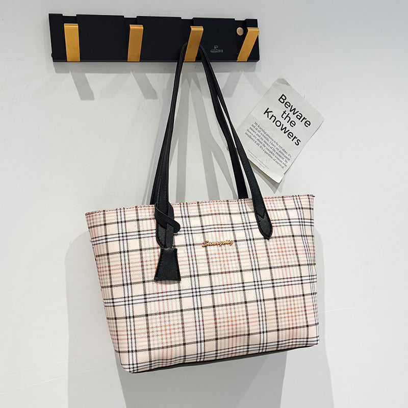 Plaid Printed Tote Bag Set