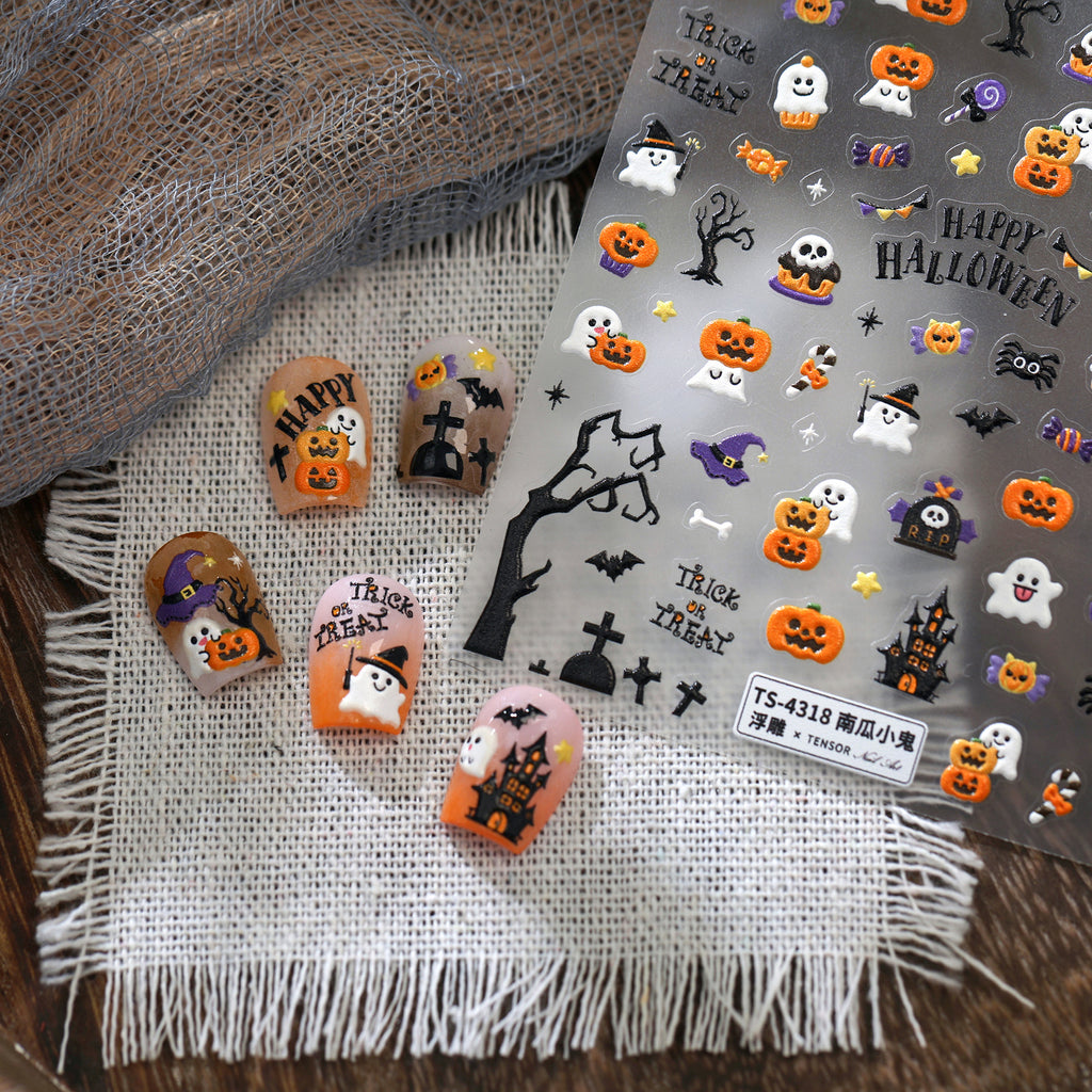 Halloween Pumpkin Embossed Nail Art Stickers