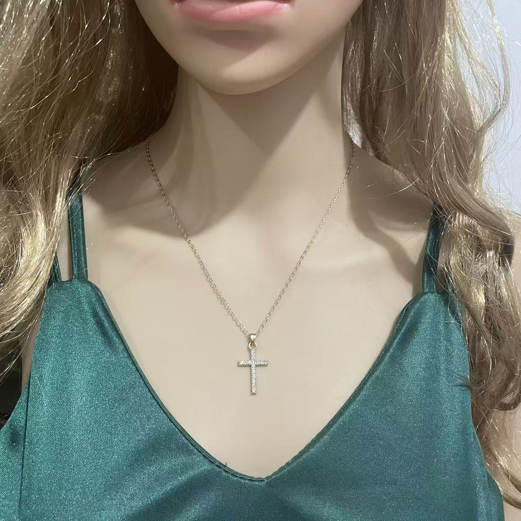 Diamond Cross Pendant Alloy Necklace