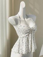 Floral Lace-Up Babydoll Camisole Top